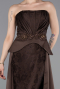 Kahve Straplez Peplum Kesim Kuyruklu Uzun Dantel Abiye ABU5615