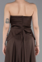 Kahve Straplez Peplum Kesim Kuyruklu Uzun Dantel Abiye ABU5615