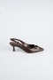 Kahverengi Deri Stiletto ABD2108