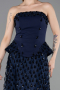Lacivert Pullu Straplez Peplum Kesim Abiye Elbise ABU6124