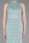 Mint Halter Yaka Boncuklu Uzun Balık Abiye ABU4791