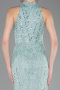 Mint Halter Yaka Boncuklu Uzun Balık Abiye ABU4791