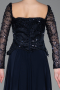 Lacivert Pullu Kare Yaka Uzun Kol Peplum Şifon Abiye ABU6157