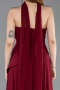 Bordo Straplez Peplum Kesim Uzun Şifon Abiye Elbise ABU5763