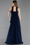 Lacivert Straplez Peplum Kesim Uzun Şifon Abiye Elbise ABU5763