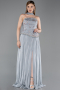 Antrasit Straplez Peplum Kesim Pliseli Uzun Abiye ABU5786