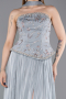 Antrasit Straplez Peplum Kesim Pliseli Uzun Abiye ABU5786