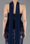 Lacivert Straplez Yaka Peplum Uzun Pullu Abiye Elbise ABU6202