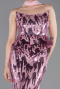 Pudra Straplez Yaka Peplum Uzun Pullu Abiye Elbise ABU6202