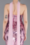 Pudra Straplez Yaka Peplum Uzun Pullu Abiye Elbise ABU6202