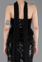 Siyah Straplez Yaka Peplum Uzun Pullu Abiye Elbise ABU6202