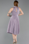 Lila Halter Yaka Midi Simli Davet Elbisesi ABK2638