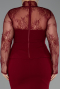 Bordo Dantelli Uzun Kol Peplum Büyük Beden Abiye ABU6195