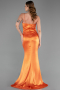 Orange Askılı Peplum Uzun Saten Abiye Elbise ABU6275