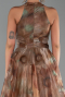Haki Halter Yaka Uzun Empirme Abiye Elbise ABU6294