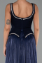 Lacivert Kolsuz Peplum Kesim Pliseli Uzun Şifon Abiye ABU6323