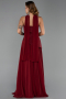 Bordo Straplez Peplum Kesim Şallı Uzun Şifon Abiye ABU6042