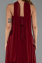 Bordo Straplez Peplum Kesim Şallı Uzun Şifon Abiye ABU6042