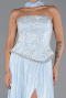 Buz Mavisi Straplez Peplum Kesim Pliseli Uzun Abiye ABU5786