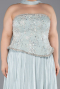 Mint Straplez Peplum Pliseli Büyük Beden Abiye ABU5793
