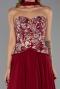 Bordo Payetli Straplez Yaka Peplum Uzun Şifon Abiye ABU6391