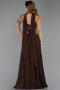Kahve Payetli Straplez Yaka Peplum Uzun Şifon Abiye ABU6391
