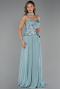 Mint Payetli Straplez Yaka Peplum Uzun Şifon Abiye ABU6391