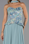 Mint Payetli Straplez Yaka Peplum Uzun Şifon Abiye ABU6391
