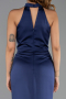 Lacivert Halter Yaka Uzun Saten Balık Abiye Elbise ABU6406