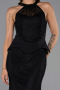 Siyah Halter Yaka Peplum Uzun Dantel Abiye Elbise ABU6425