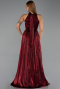 Bordo Halter Yaka Uzun Şifon Abiye Elbise ABU6428