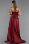 Bordo Straplez Peplum Kesim Kuyruklu Uzun Dantel Abiye ABU5615