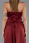 Bordo Straplez Peplum Kesim Kuyruklu Uzun Dantel Abiye ABU5615