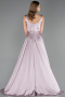 Gül Kurusu Kare Yaka Yırtmaçlı Uzun Saten Kuyruklu Abiye ABU6572