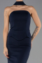 Lacivert Straplez Yaka Peplum Uzun Balık Abiye Elbise ABU6575