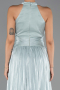 Mint Halter Yaka Yırtmaçlı Uzun Şifon Abiye Elbise ABU6594