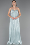 Mint Straplez Pelerin Detay Uzun Şifon Abiye Elbise ABU6640