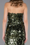 Haki Halter Yaka Midi Pullu Abiye Elbise ABU6676