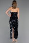 Lacivert Halter Yaka Midi Pullu Abiye Elbise ABU6676