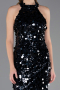Lacivert Halter Yaka Midi Pullu Abiye Elbise ABU6676