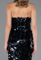 Lacivert Halter Yaka Midi Pullu Abiye Elbise ABU6676