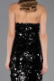 Siyah Halter Yaka Midi Pullu Abiye Elbise ABU6676