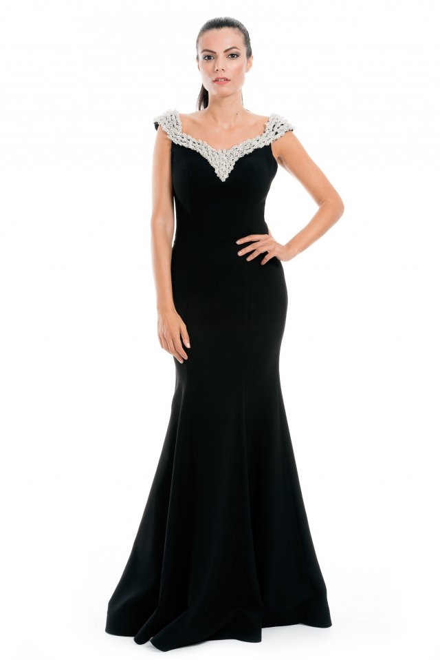 Uzun Siyah Abiye Elbise GG6675 | Abiyefon.com
