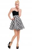 Siyah-Beyaz Mini Straplez Mezuniyet Elbisesi F5545
