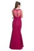 Uzun Fuşya Abiye Elbise S3910