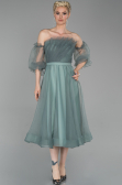 Mint Midi Straplez Kol Aksesuarlı Abiye Elbise ABK971