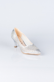 Gümüş Taşlı Stiletto Abiye Ayakkabı MJ5151