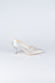 Gümüş Taşlı Stiletto Abiye Ayakkabı MJ5151