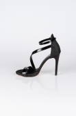 Siyah Simli Stiletto Abiye Ayakkabı AB1043