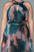 Soğan Kabuğu Uzun Çiçekli Büyük Beden Abiye ABU1447